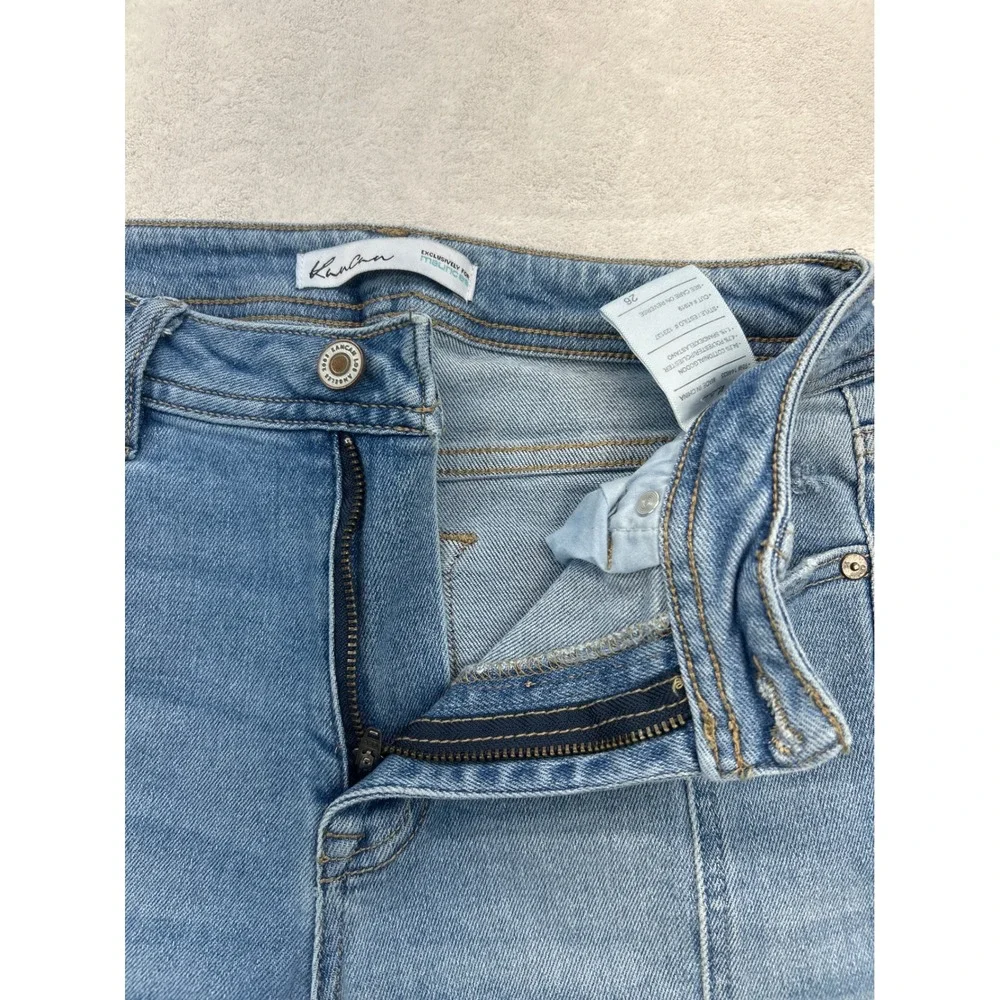 Kancan Flare Jeans Women 26 Blue High Rise Front Seam Bell Bottom‎ Raw Hem